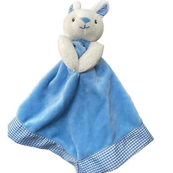 10" Prestige Baby Lovey Bunny Rabbit Security Blanket Plush Gingham Shower Gift - Picture 3 of 12